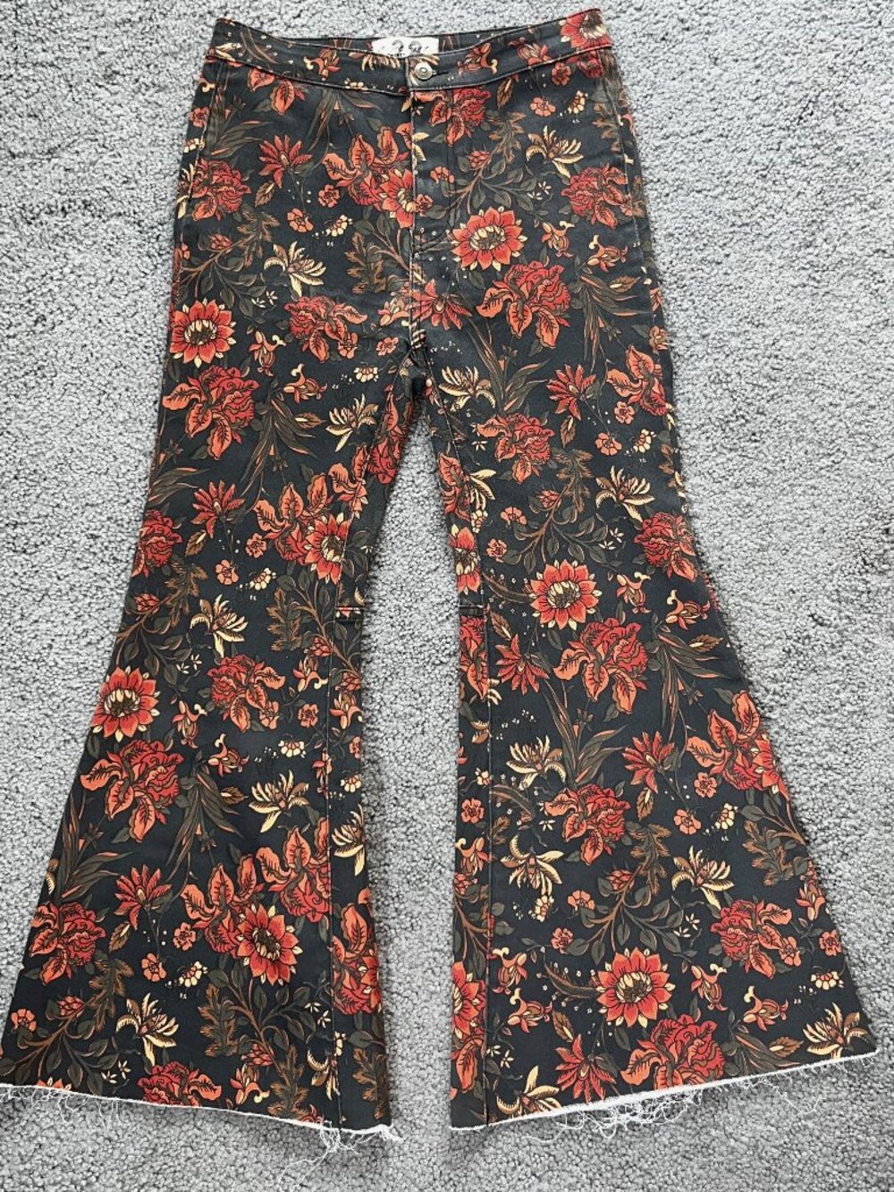 Free People We The Free Just Float On Floral Flare Jeans Dark Autumn Bloom 28